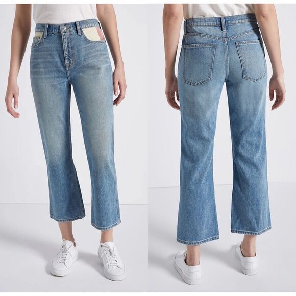 Current Elliot straight leg button patchwork jeans‎ - Picture 1 of 9